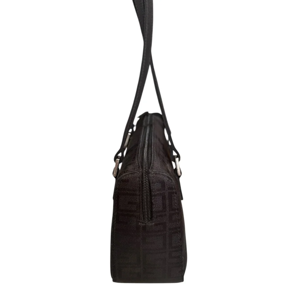 Vintage G Black Monogram Shoulder Baguette Style Purse Zipper Closure Womens Y2K